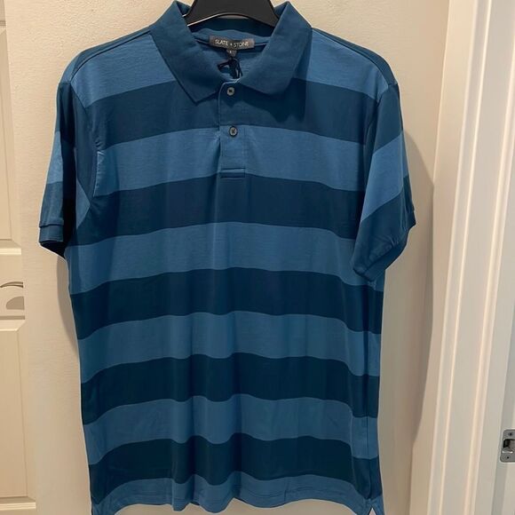Slate & Stone Other - Slate& Stone blue mixed striped Polo shirt size Large